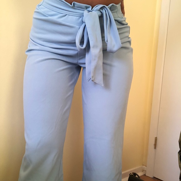 Crepe Pull-Up Self Tie Pant IN BABY BLUE - Picture 5 of 5